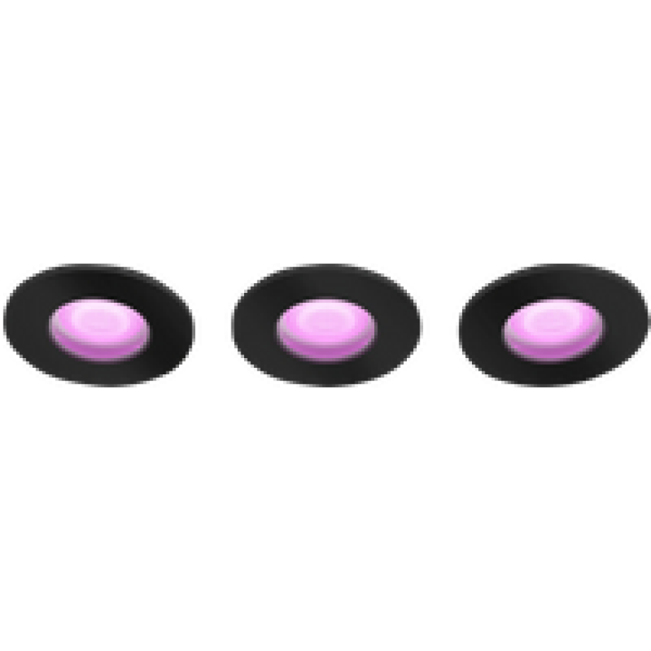 Philips Hue Xamento badkamer inbouwspot White and Color - Zwart - Rond 3-pack afbeelding 