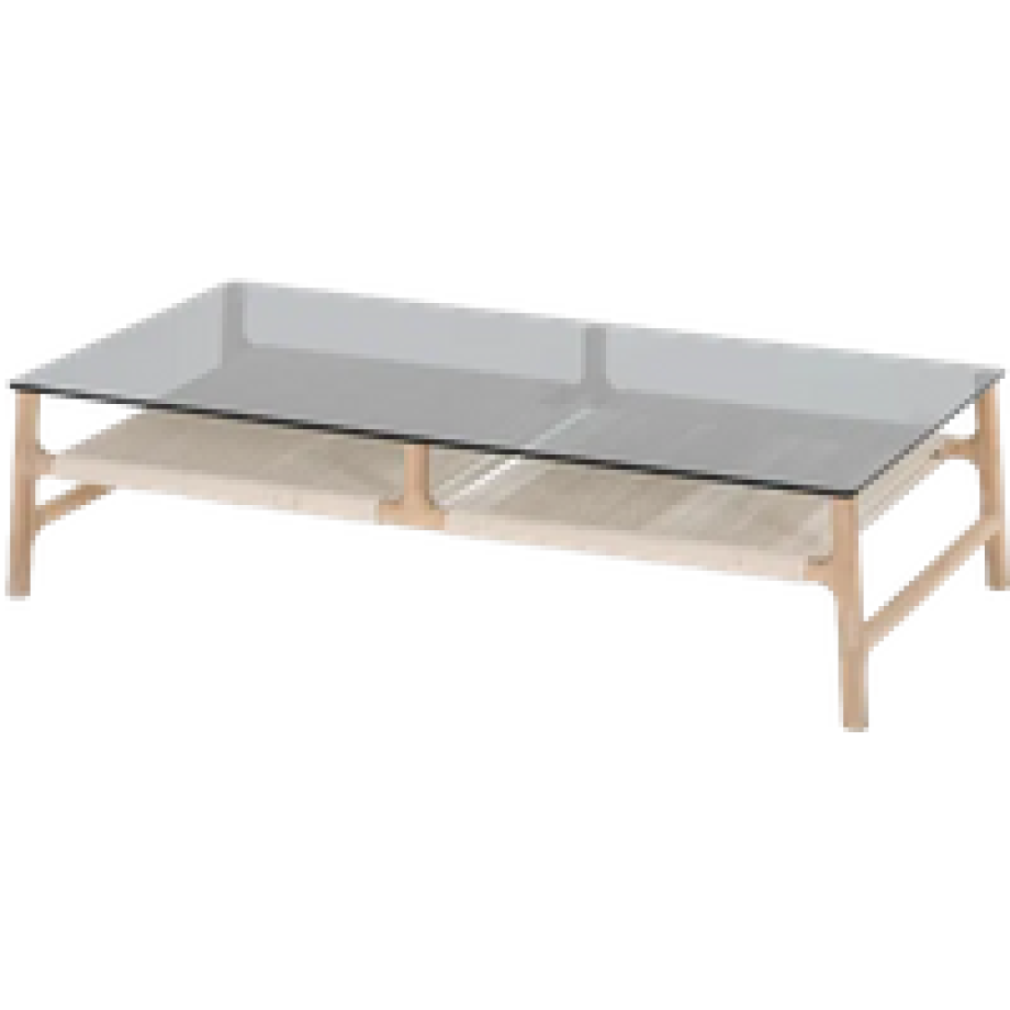 Fawn coffee table houten salontafel whitewash - met glazen tafelblad grey - 120 x 60 cm afbeelding 1