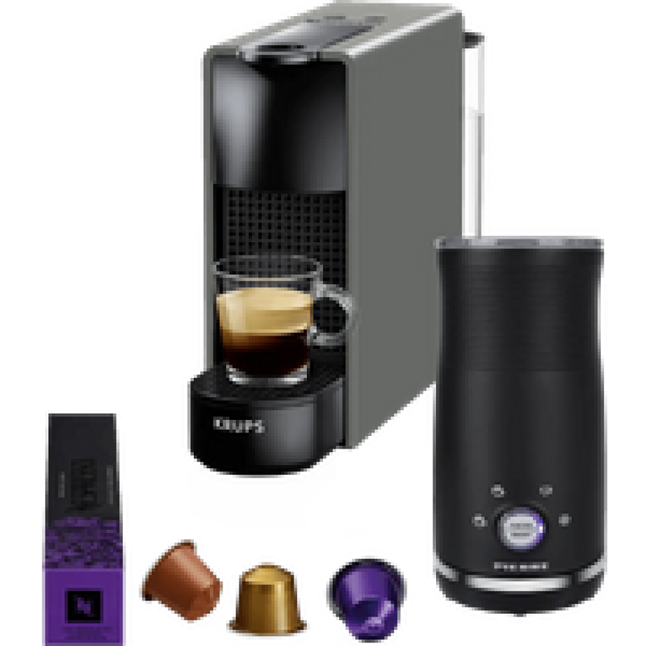 Krups Nespresso Essenza Mini XN110B Grijs + Pierre Melkopschuimer afbeelding 