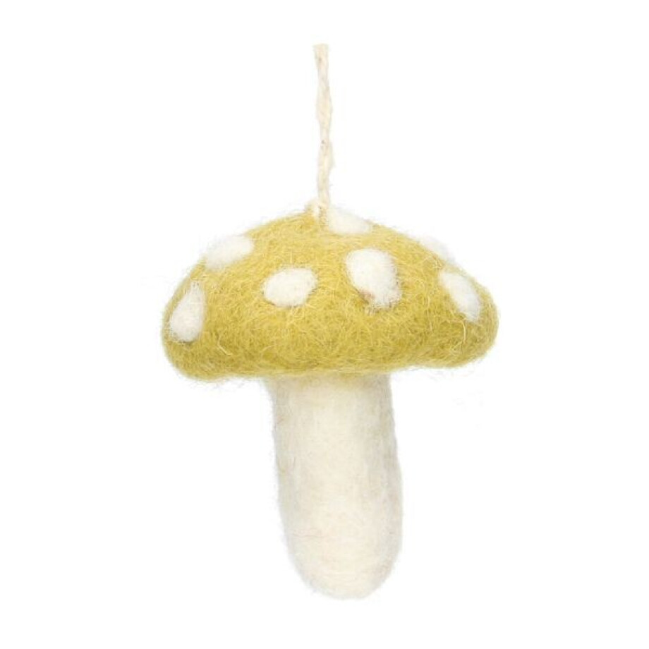Hanger paddenstoel, vilt, groen met witte stippen Hanger paddenstoel, vilt, groen met witte stippen afbeelding 1