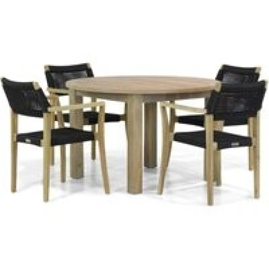 Lifestyle Dallas/Brighton 120 cm rond dining tuinset 5-delig afbeelding 1