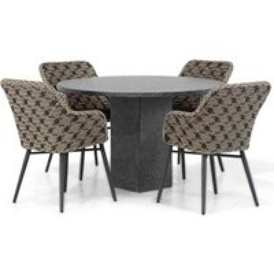 Lifestyle Crossway/Graniet 120 cm rond dining tuinset 5-delig afbeelding 1