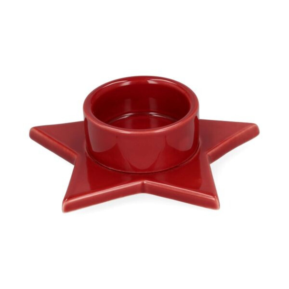 Kandelaar ster, porselein, rood, adventkaars Kandelaar ster, porselein, rood, adventkaars afbeelding 1