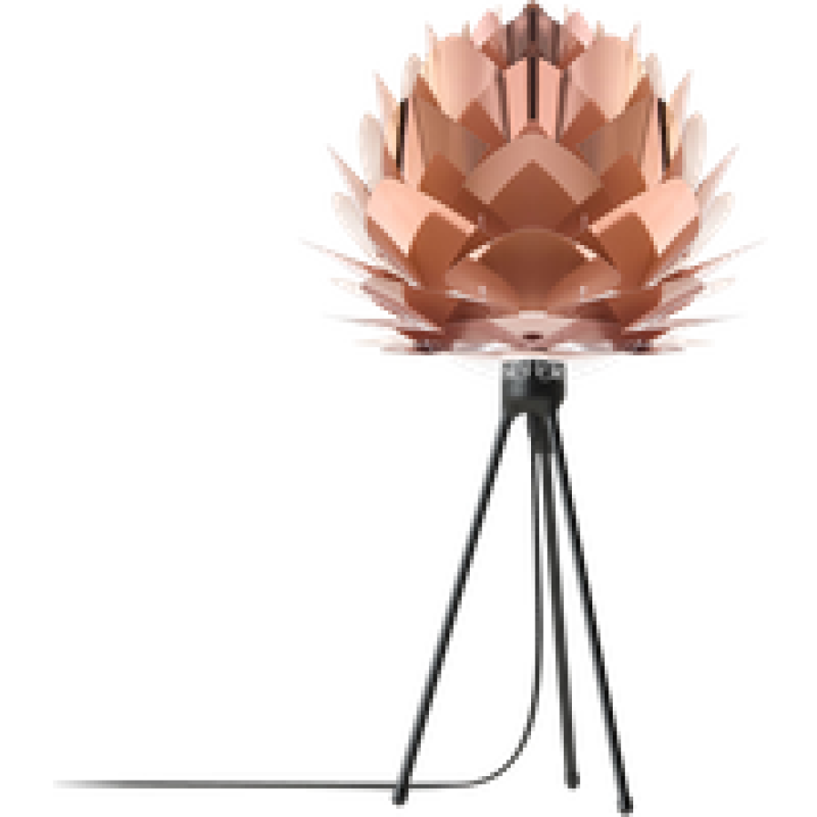 Silvia Mini tafellamp copper - met tripod zwart - Ø 32 cm afbeelding 