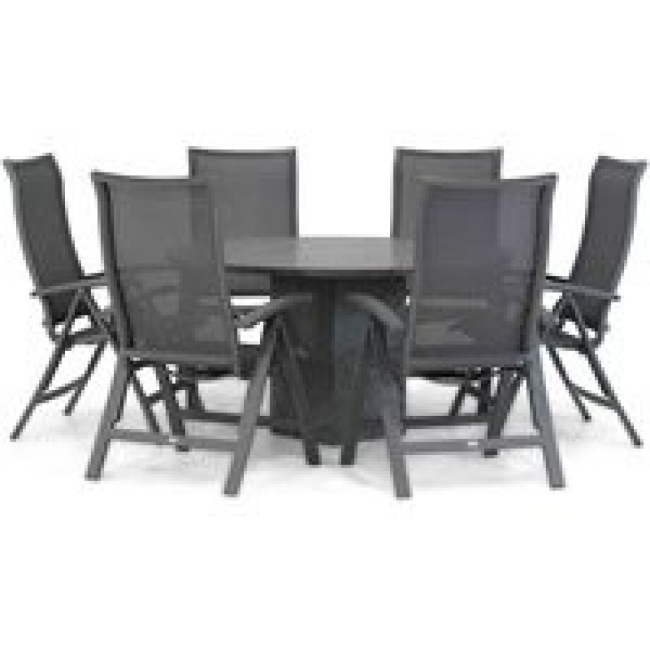 Presto Lucardo/Graniet 140 cm rond dining tuinset 7-delig afbeelding 1