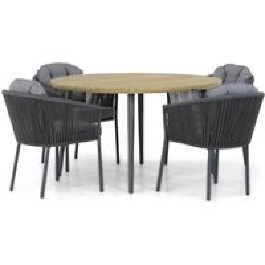 Santika Novita/Montana 130 cm rond dining tuinset 5-delig Santika Novita/Montana 130 cm rond dining tuinset 5-delig afbeelding 1