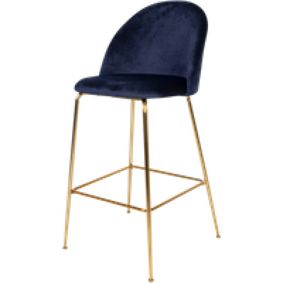 Aniek barkruk velvet blauw - gouden onderstel - 77 cm afbeelding 1