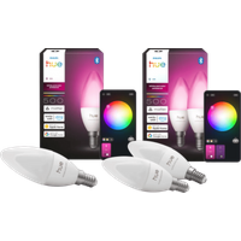Philips Hue Kaarslamp White and Color E14 3-Pack Philips Hue Kaarslamp White and Color E14 3-Pack afbeelding