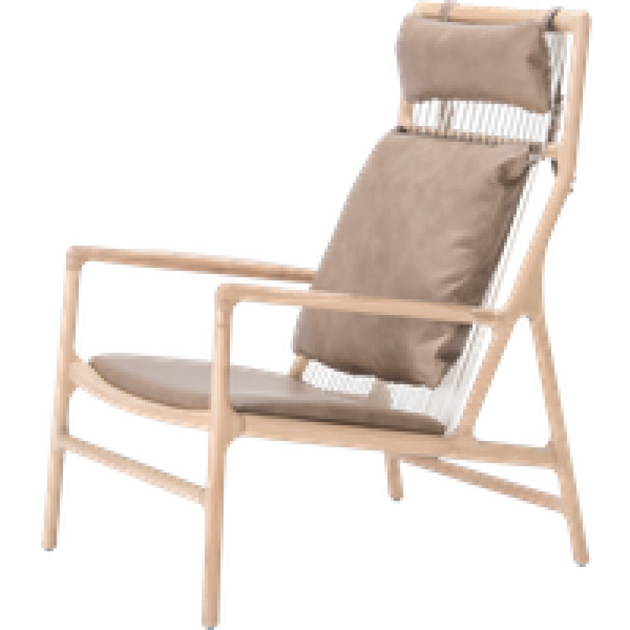 Dedo lounge chair whitewash eiken - dakar leather stone zitting afbeelding 1