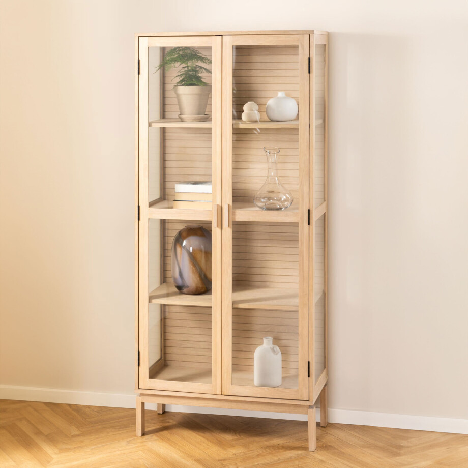 Bendt Vitrinekast 'Sharalyn' Eiken, 180 x 80cm afbeelding 1