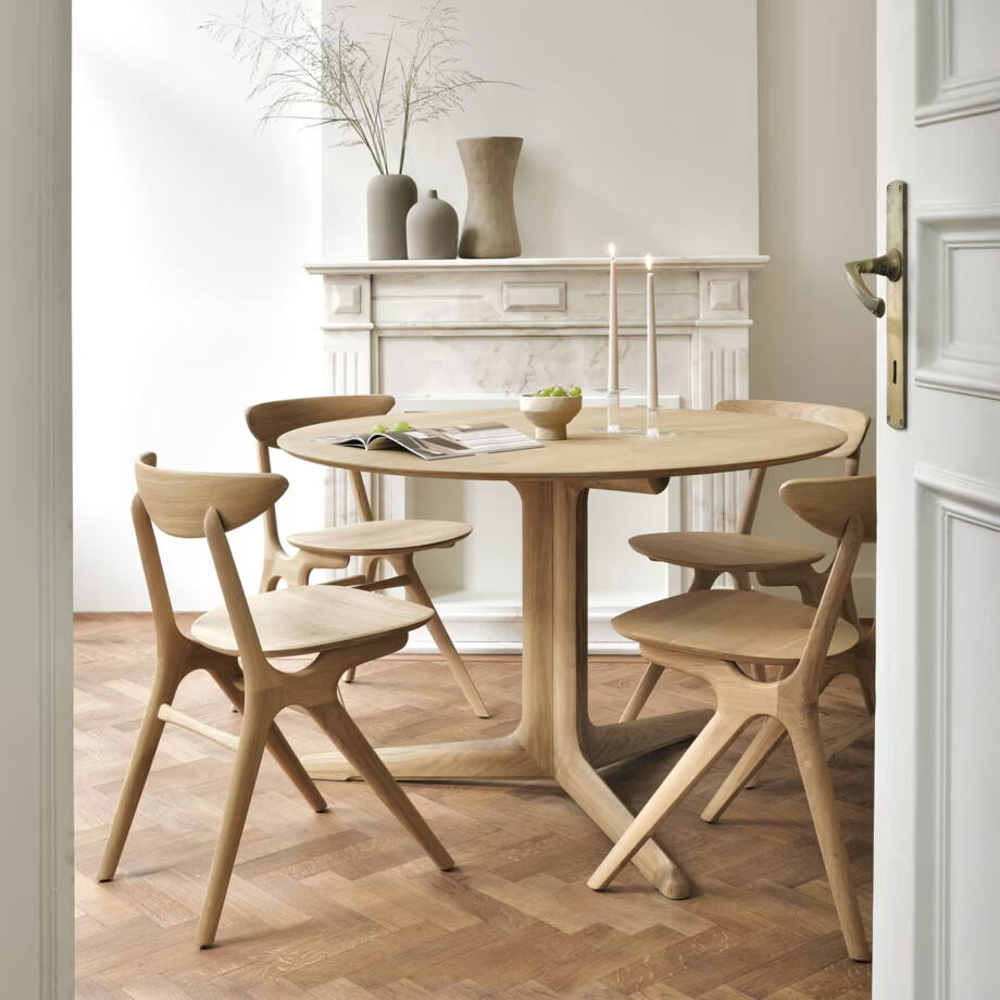 Ethnicraft Ronde Eettafel 'Corto' Geolied Eikenhout, 120cm afbeelding 