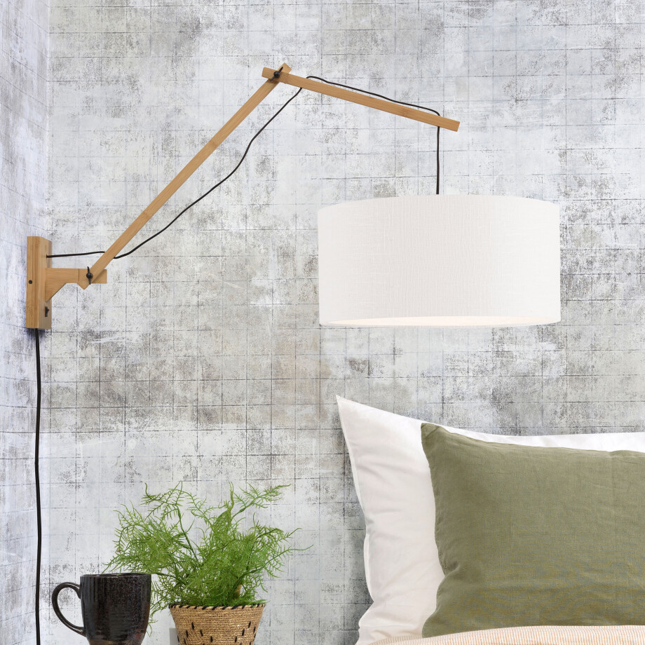 GOOD&MOJO Wandlamp 'Andes' Large, Bamboe en Eco linnen, kleur Wit/Naturel afbeelding 1