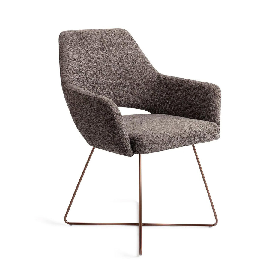 Jesper Home Eetkamerstoel 'Yanai' Beehive Rose Gold, kleur Amazing Grey afbeelding 1