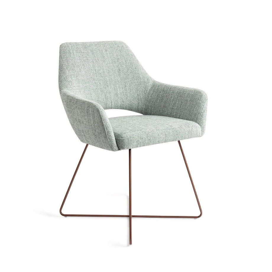 Jesper Home Eetkamerstoel 'Yanai' Cross Rose Gold, kleur Soft Sage Jesper Home Eetkamerstoel 'Yanai' Cross Rose Gold, kleur Soft Sage afbeelding 1
