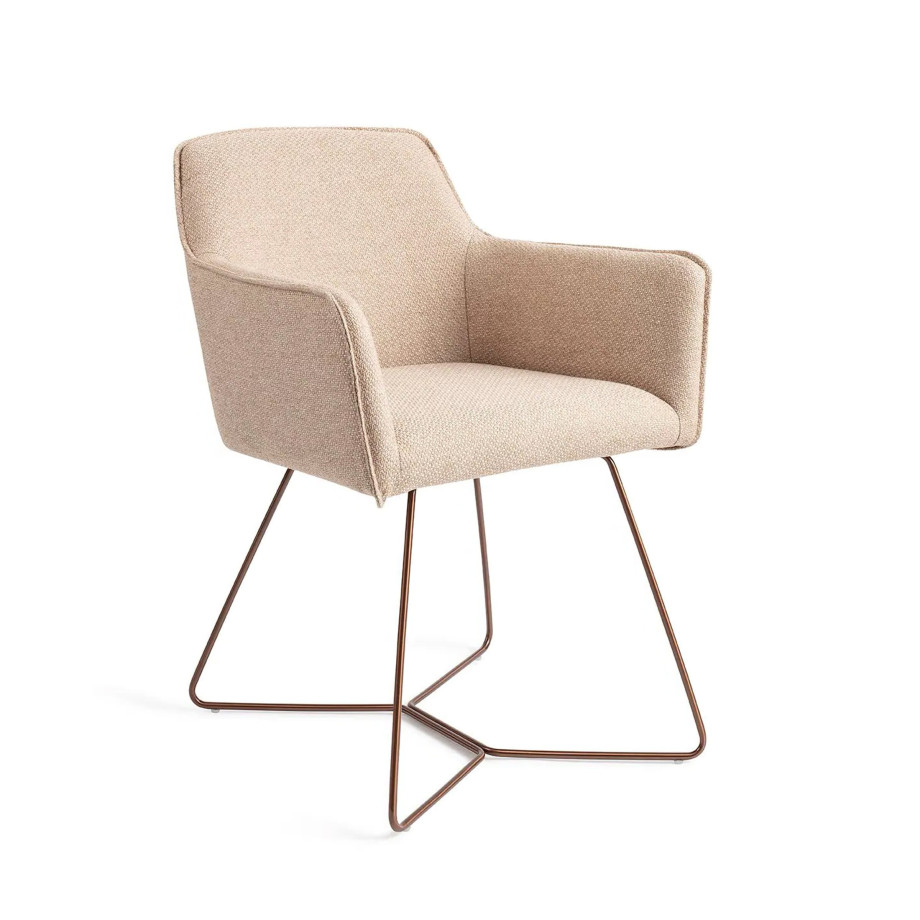 Jesper Home Eetkamerstoel 'Hofu' Beehive Rose Gold, kleur Wild Walnut afbeelding 1