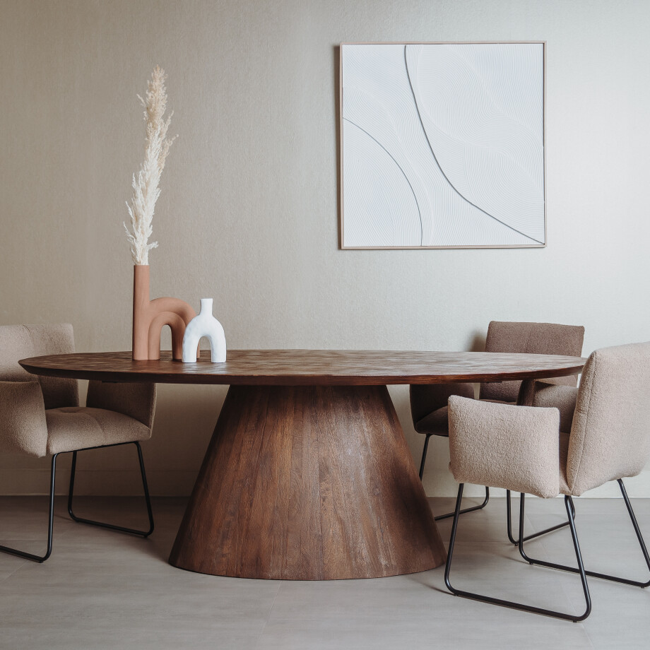 Tower Living Ovale Eettafel 'Premana' Mangohout, 220 x 120cm, kleur Bruin afbeelding 