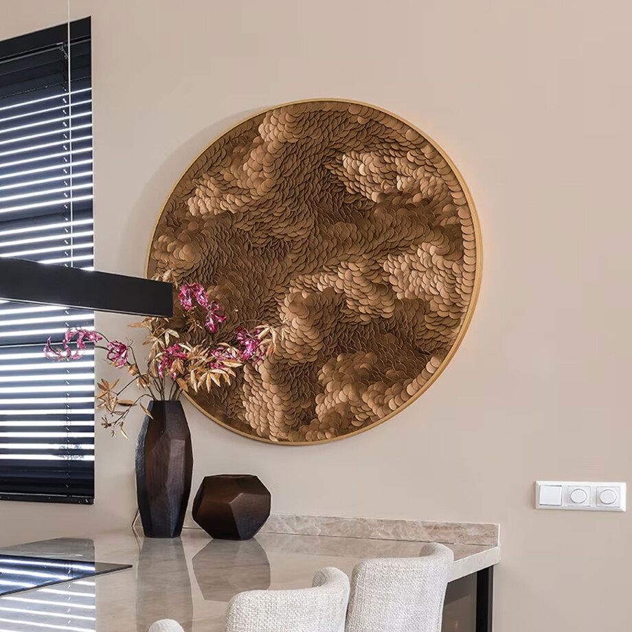 Richmond Ronde Wall Art 'Bloom' Ø110cm, kleur Goud Richmond Ronde Wall Art 'Bloom' Ø110cm, kleur Goud afbeelding 1