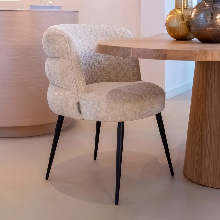 Richmond Eetkamerstoel 'Stella' Chenille, kleur Beige afbeelding 1
