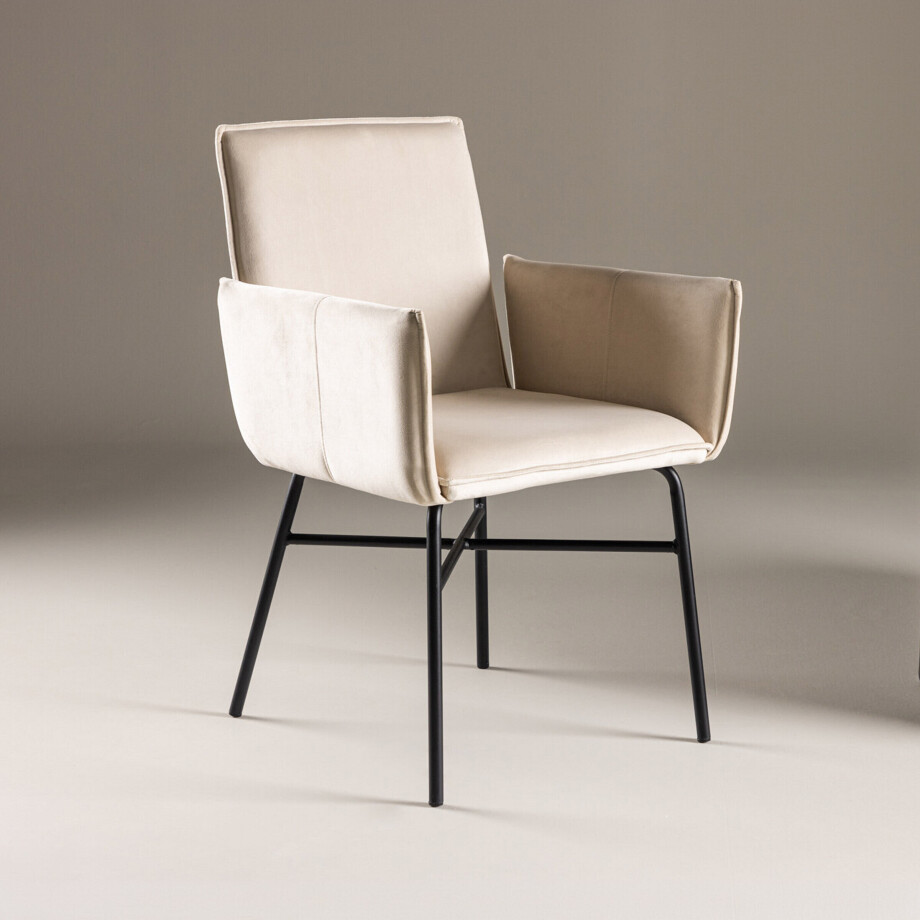 Nohr Eetkamerstoel 'Mikella' Velvet, kleur Beige afbeelding 1