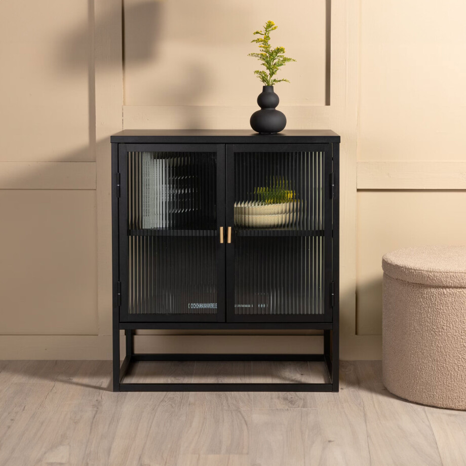 Nohr Vitrinekastje 'Alieke' 80 x 70cm, kleur Zwart afbeelding 1