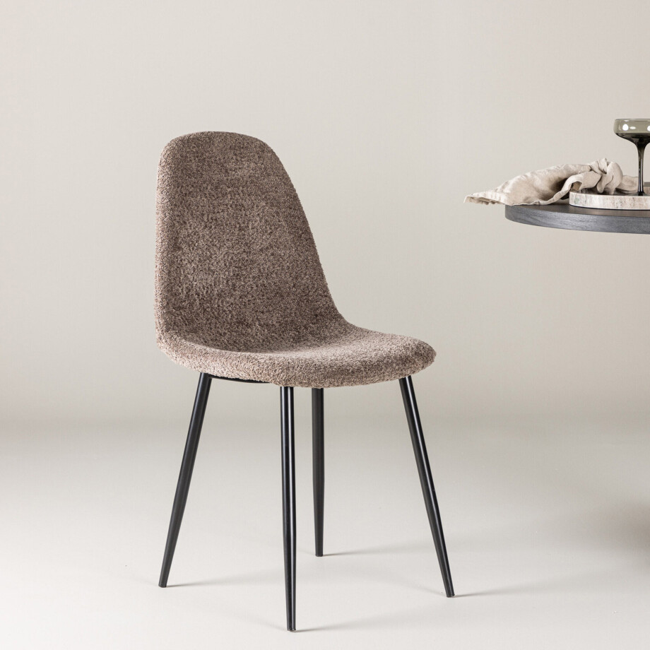 Nohr Eetkamerstoel 'Austina' Bouclé, kleur Grijs afbeelding 1