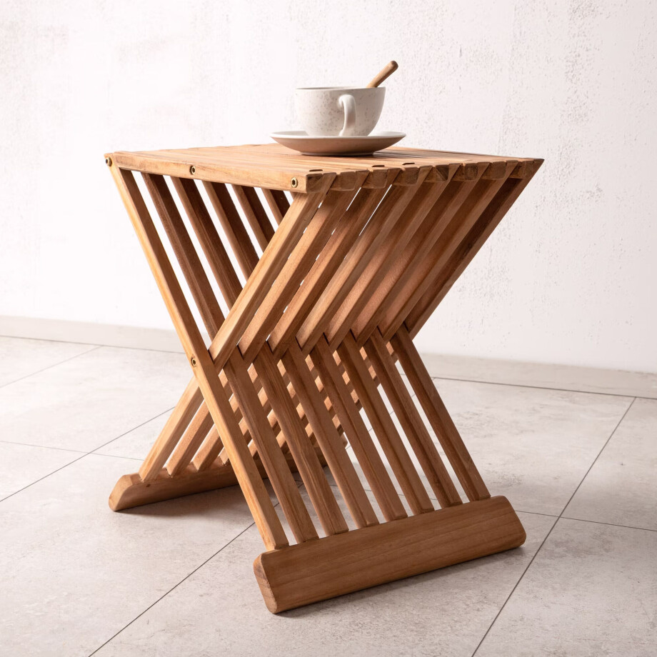 Nohr Outdoor Inklapbare Bijzettafel 'Leea' Teakhout, 40 x 40cm afbeelding 1