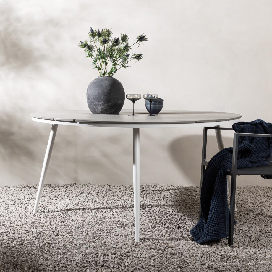 Nohr Ronde Tuintafel 'Erikka' 150cm, kleur Wit/Grijs Nohr Ronde Tuintafel 'Erikka' 150cm, kleur Wit/Grijs afbeelding 1