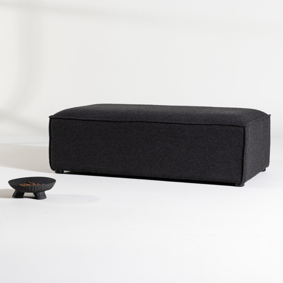 Nohr Poef 'Yulonda' Bouclé, kleur Zwart afbeelding 1