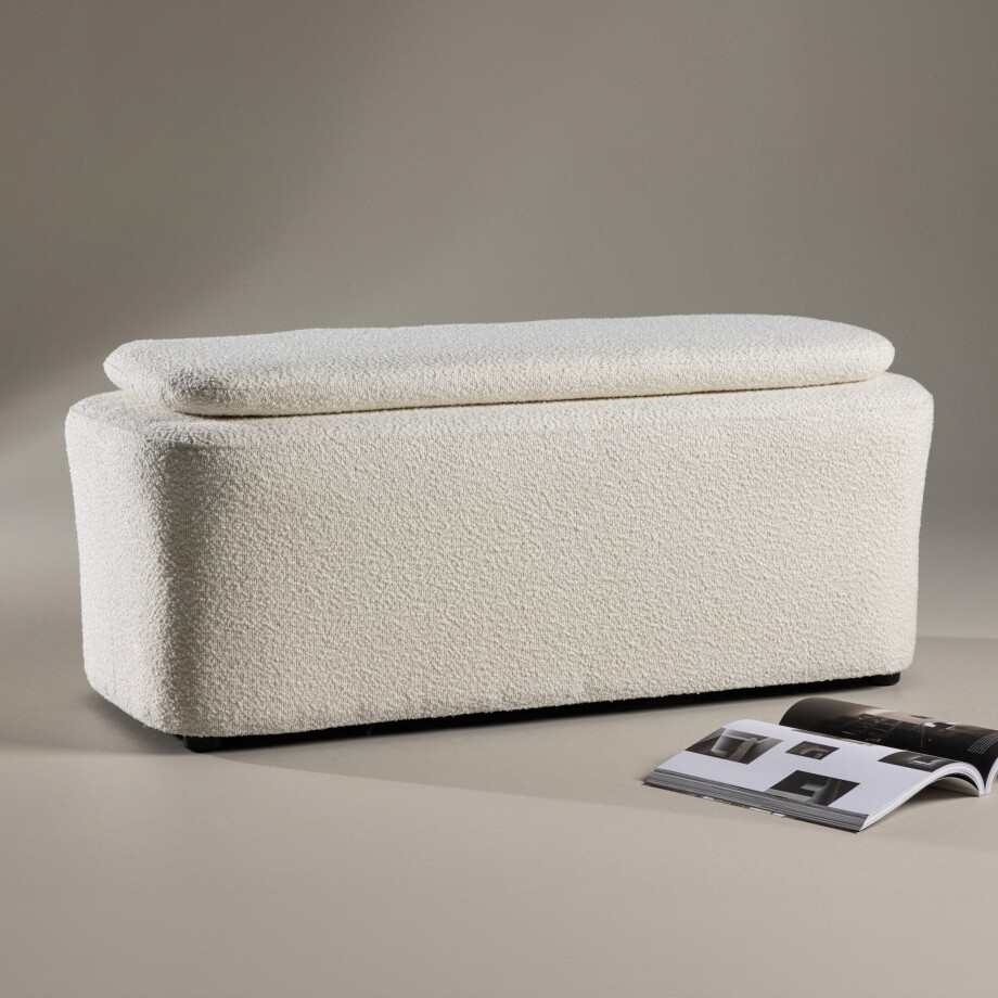 Nohr Poef 'Soledad' Bouclé, kleur Off White Nohr Poef 'Soledad' Bouclé, kleur Off White afbeelding 1