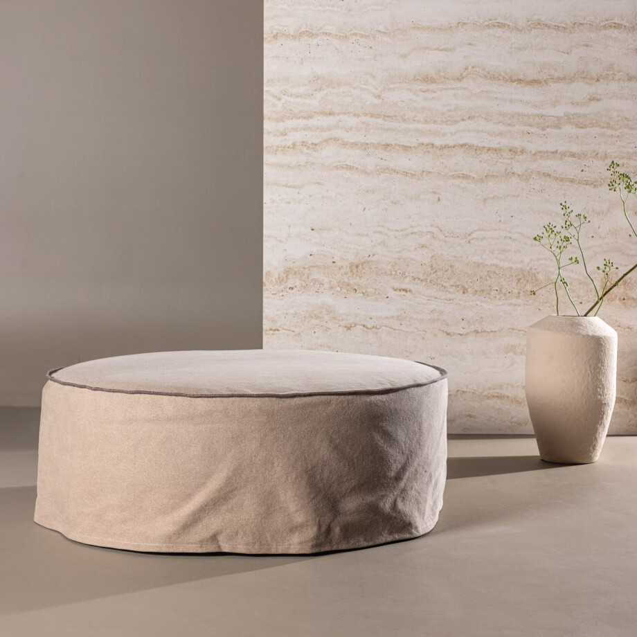 Nohr Poef 'Lehi' Linnen, kleur Bruin afbeelding 1