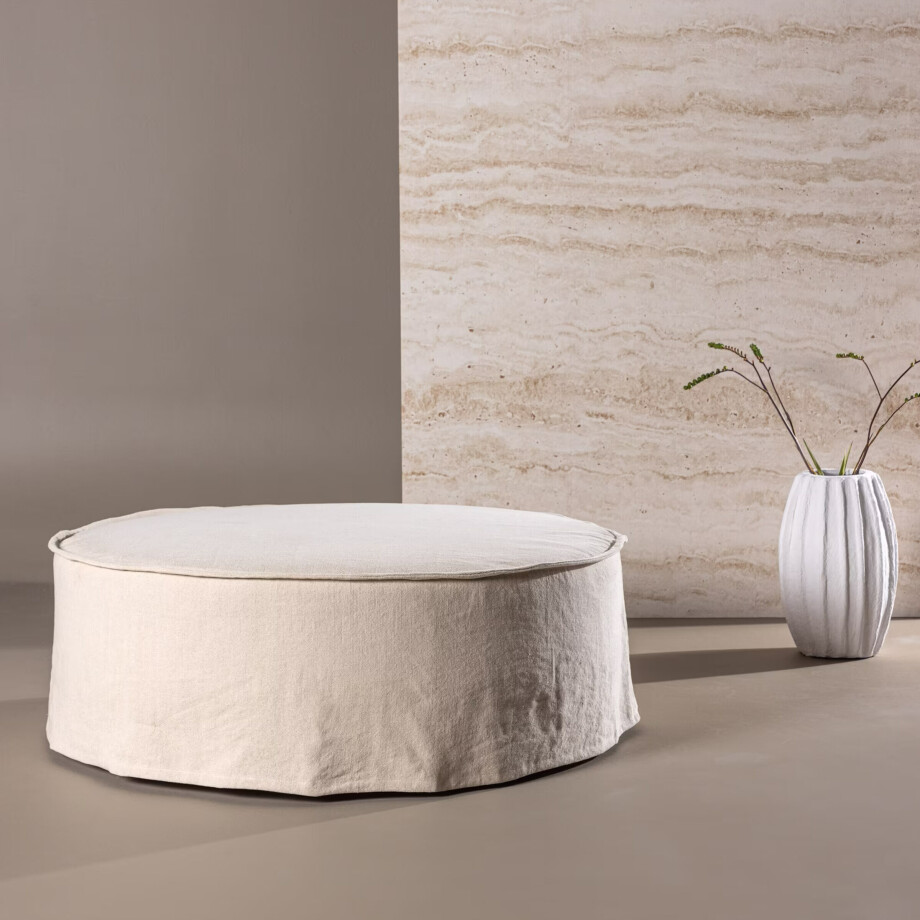 Nohr Poef 'Lehi' Linnen, kleur Beige afbeelding 1