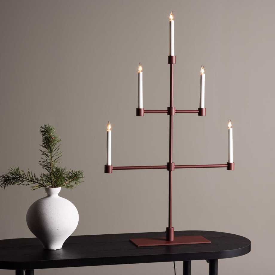 Nohr Tafellamp 'Cristopher' 5-lamps, kleur Donkerrood afbeelding 1