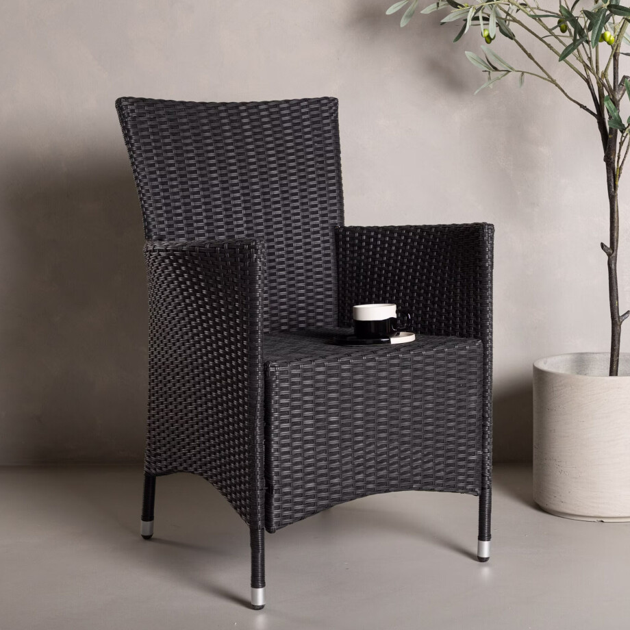 Nohr Tuinstoel 'Tawan' Wicker, kleur Zwart afbeelding 1