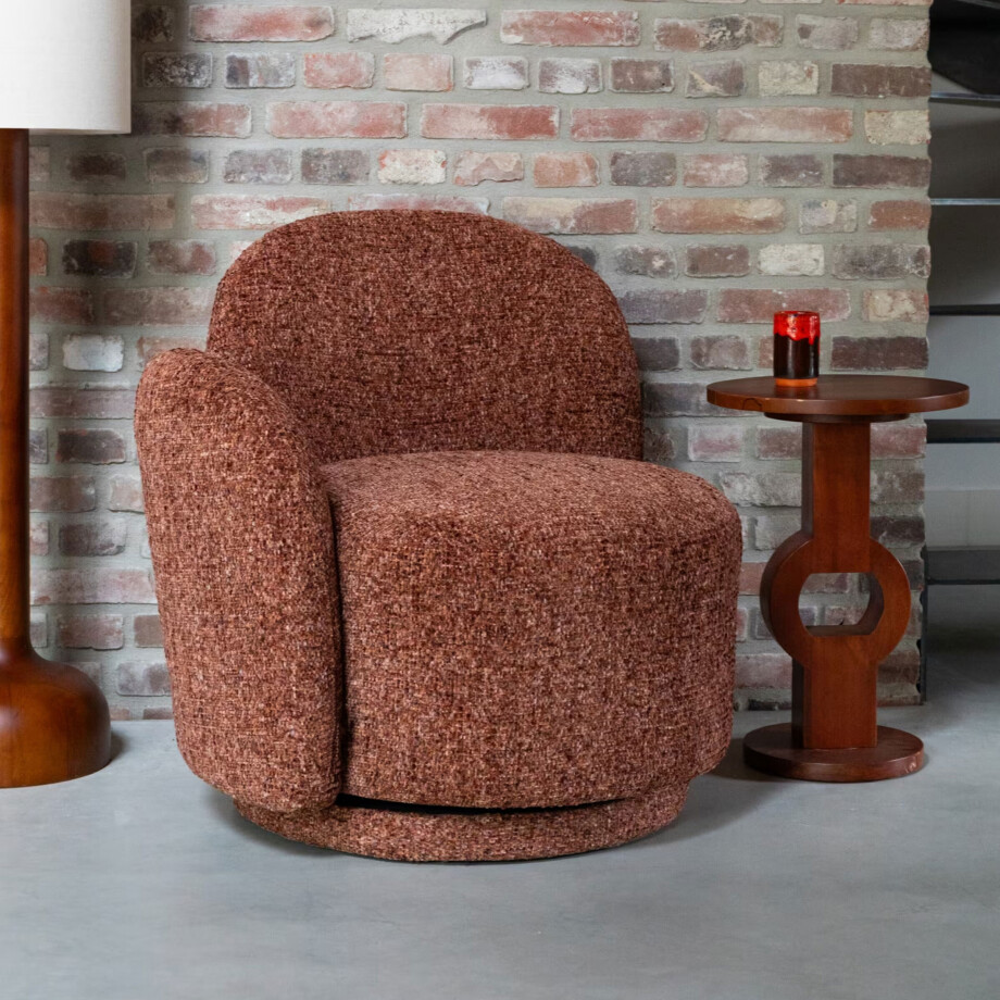 Dutchbone Fauteuil 'Rose' Geweven stof, kleur Bordeauxrood afbeelding 1
