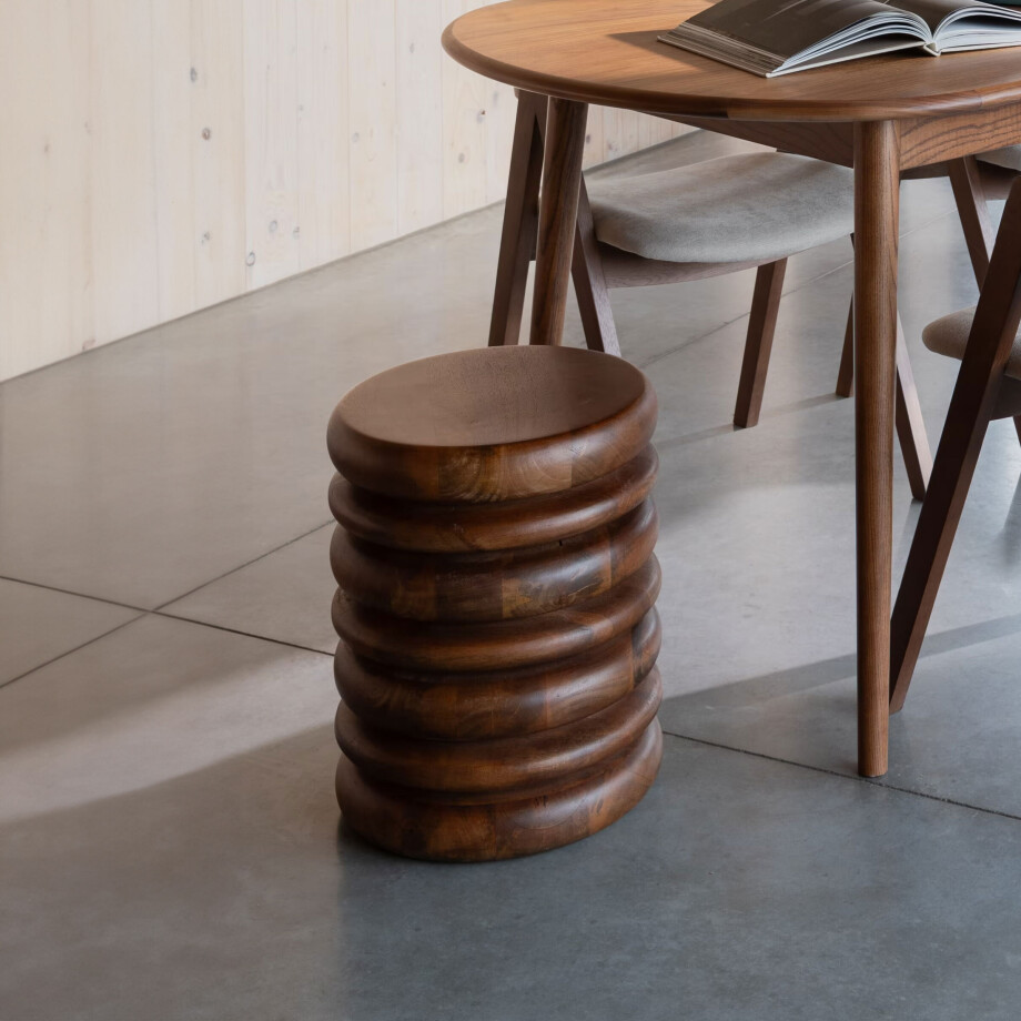 Zuiver Krukje/Bijzettafel 'Disc' Mangohout, 35cm afbeelding 