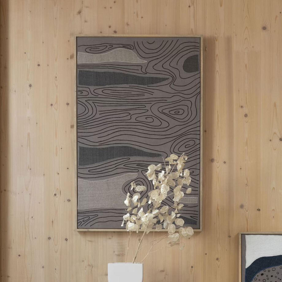 Zuiver Wanddecoratie 'Shallow' Mangohout en stof, 104 x 68cm afbeelding 