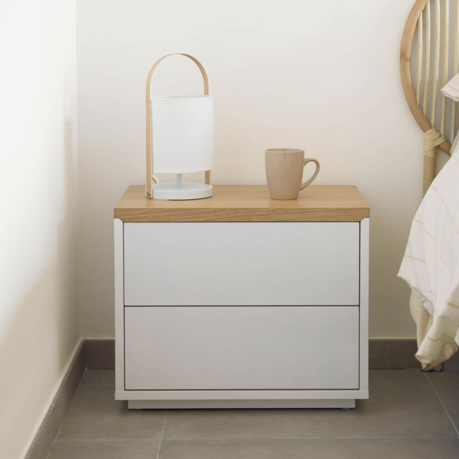 Kave Home Nachtkastje 'Abilen' Eiken, 53 x 44cm, kleur Wit Kave Home Nachtkastje 'Abilen' Eiken, 53 x 44cm, kleur Wit afbeelding 1