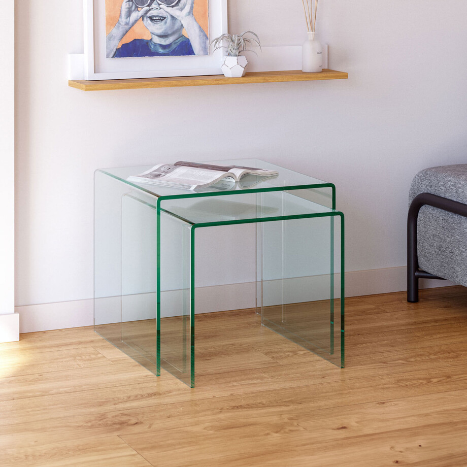 Kave Home Glazen Salontafel 'Burano' Set van 2 stuks Kave Home Glazen Salontafel 'Burano' Set van 2 stuks afbeelding