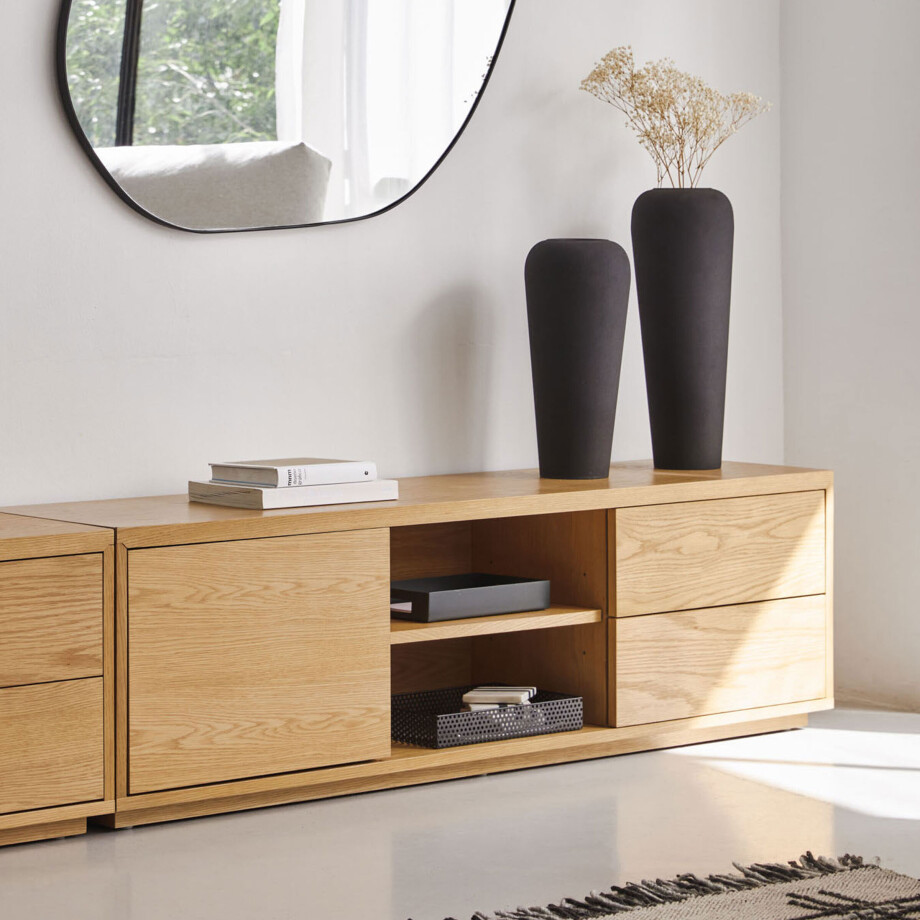 Kave Home TV-meubel 'Abilen' Eiken, 150cm, kleur Naturel Kave Home TV-meubel 'Abilen' Eiken, 150cm, kleur Naturel afbeelding