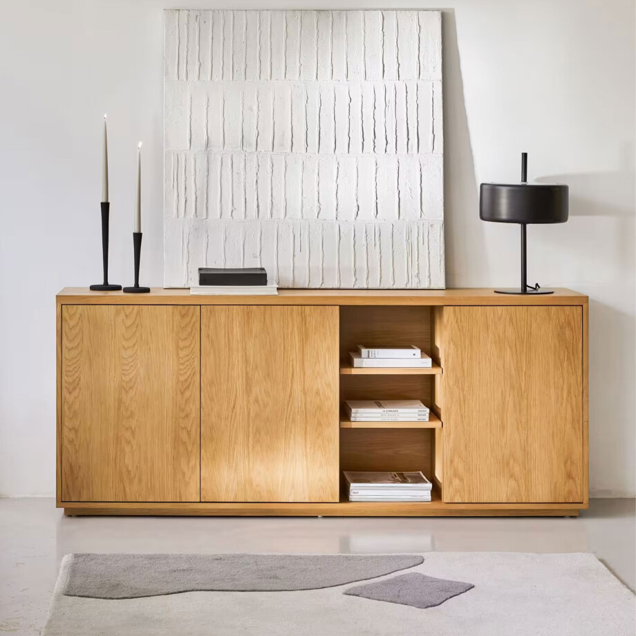 Kave Home Dressoir 'Abilen' Eiken, 180cm, kleur Naturel Kave Home Dressoir 'Abilen' Eiken, 180cm, kleur Naturel afbeelding 1