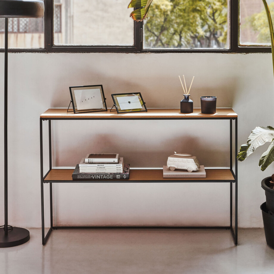 Kave Home Sidetable 'Yoana' Eiken en metaal, 120cm, kleur afbeelding 1