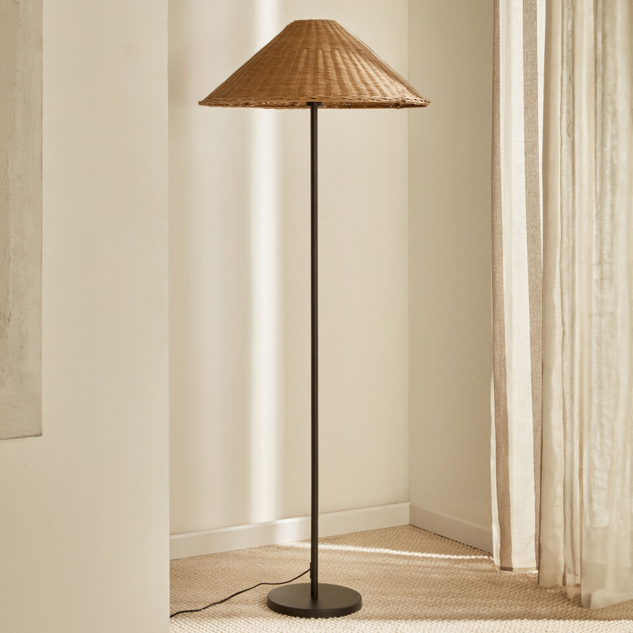 Kave Home Vloerlamp 'Urania' 154cm, Rotan afbeelding 1