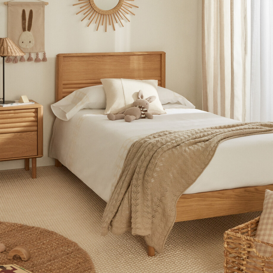 Kave Home Bed 'Lenon' Eikenhout, 90 x 200cm Kave Home Bed 'Lenon' Eikenhout, 90 x 200cm afbeelding