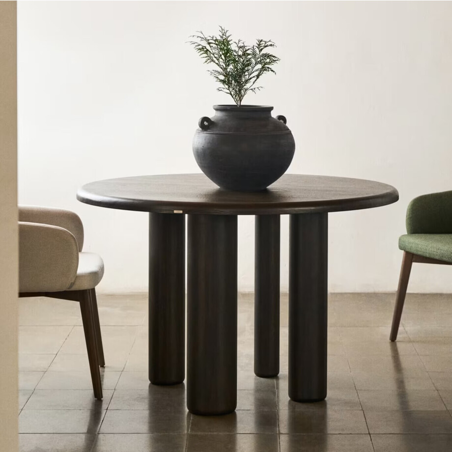 Kave Home Ronde Eettafel 'Mailen' Essen, 120cm, kleur Donkerbruin afbeelding 1