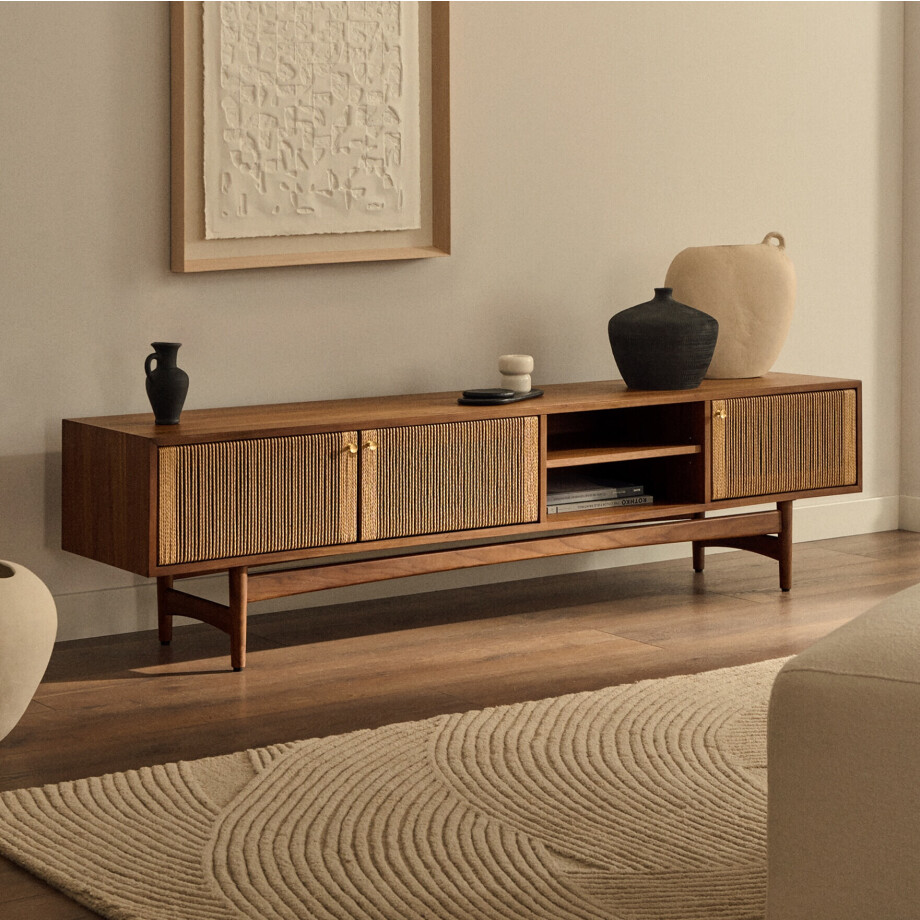 Kave Home TV-meubel 'Elan' Notenhout, 200cm afbeelding 