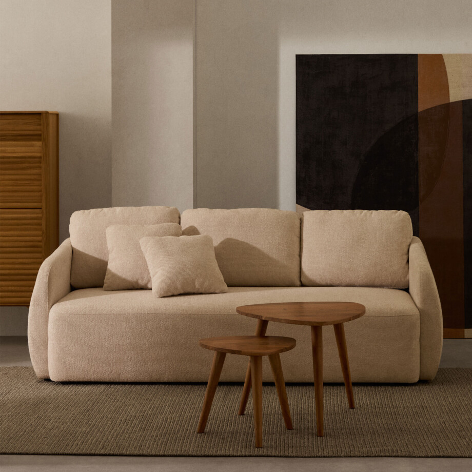 Kave Home 3-zits Slaapbank 'Laira' Chenille, kleur Beige Kave Home 3-zits Slaapbank 'Laira' Chenille, kleur Beige afbeelding