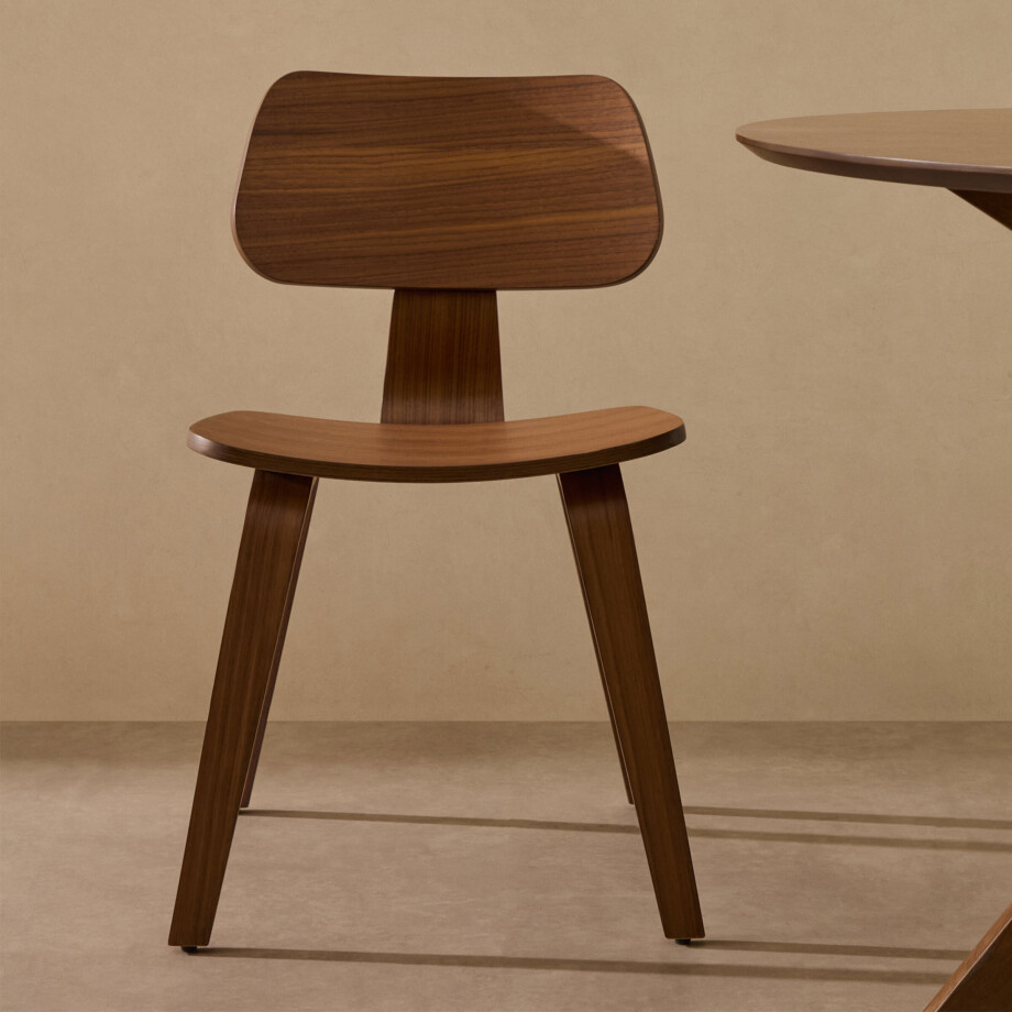 Kave Home Eetkamerstoel 'Gena' Walnoot en rubberhout afbeelding 1