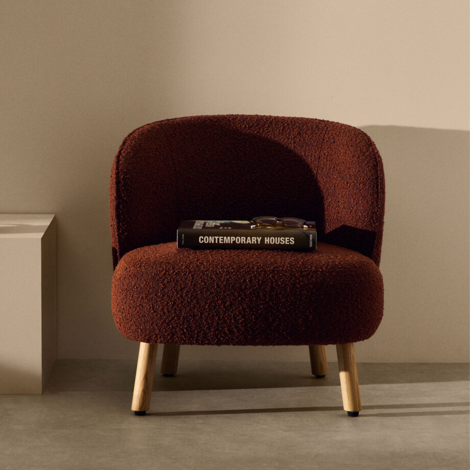 Kave Home Fauteuil 'Ulit' Bouclé, kleur Terracotta Kave Home Fauteuil 'Ulit' Bouclé, kleur Terracotta afbeelding 1