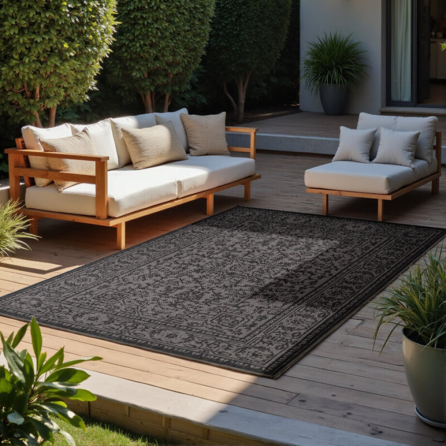 Vloerkleed Kona Rechthoekig - Zwart Wit 170x120cm - Polypropyleen - Dekbed-Discounter.nl Vloerkleed Kona Rechthoekig - Zwart Wit 170x120cm - Polypropyleen - Dekbed-Discounter.nl afbeelding