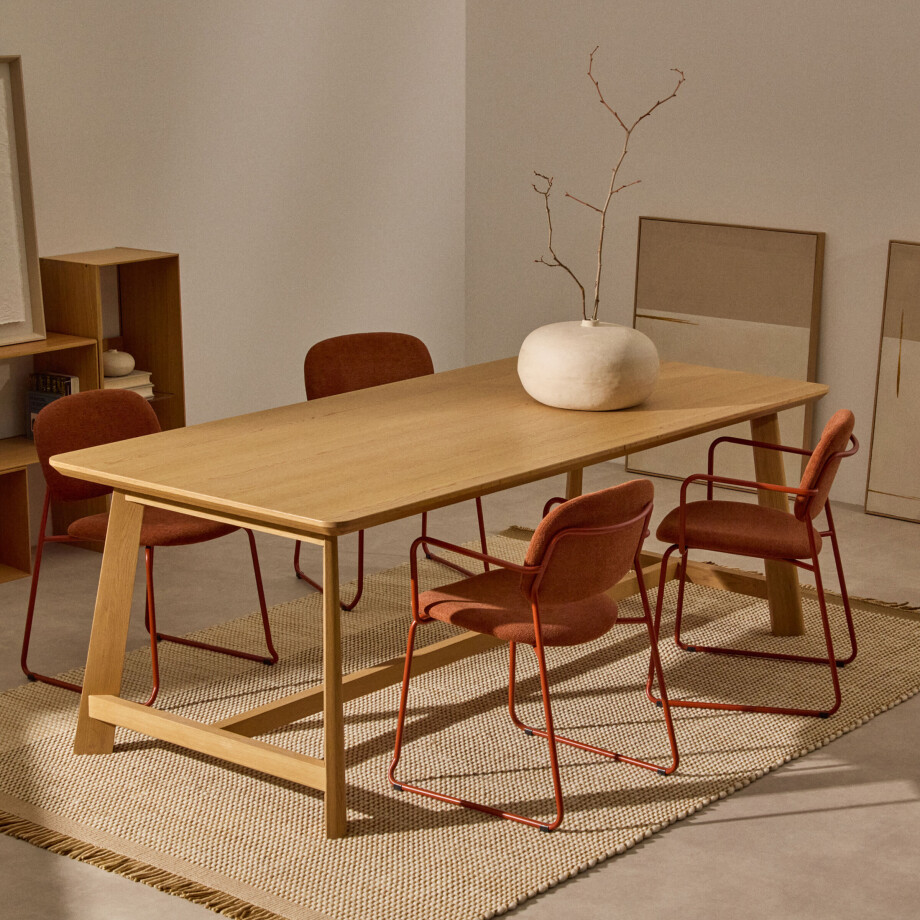 Kave Home Eettafel 'Idun' Eikenhout, 220 x 100cm Kave Home Eettafel 'Idun' Eikenhout, 220 x 100cm afbeelding 1